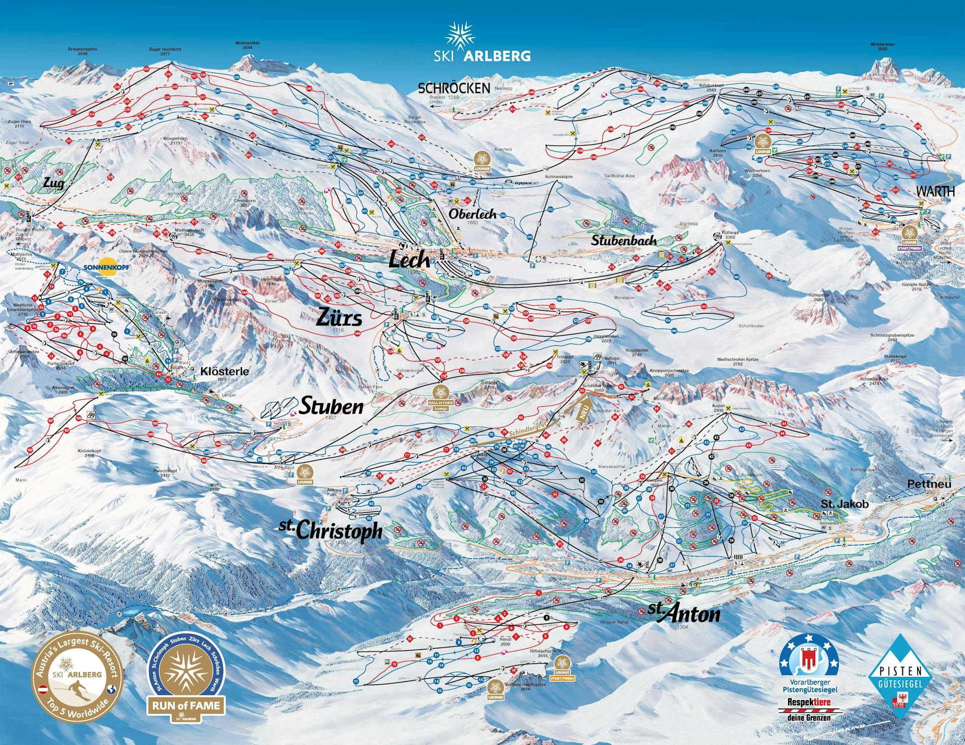 St Anton ski map
