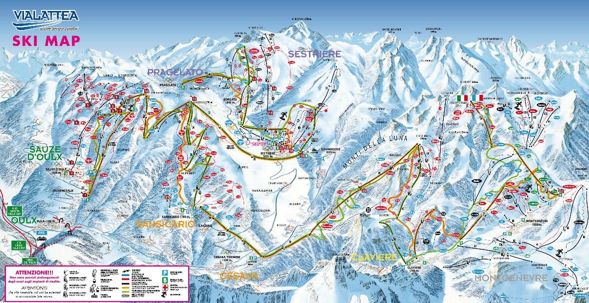 San Sicario ski map
