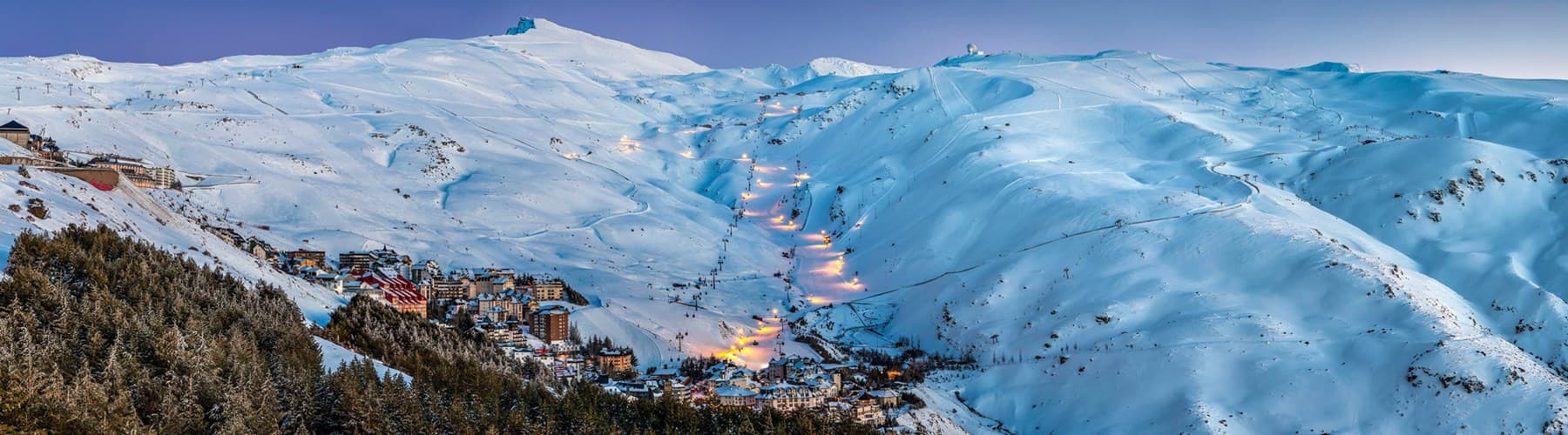 Panoramic view of Spanish ski resort Sierra Nevada