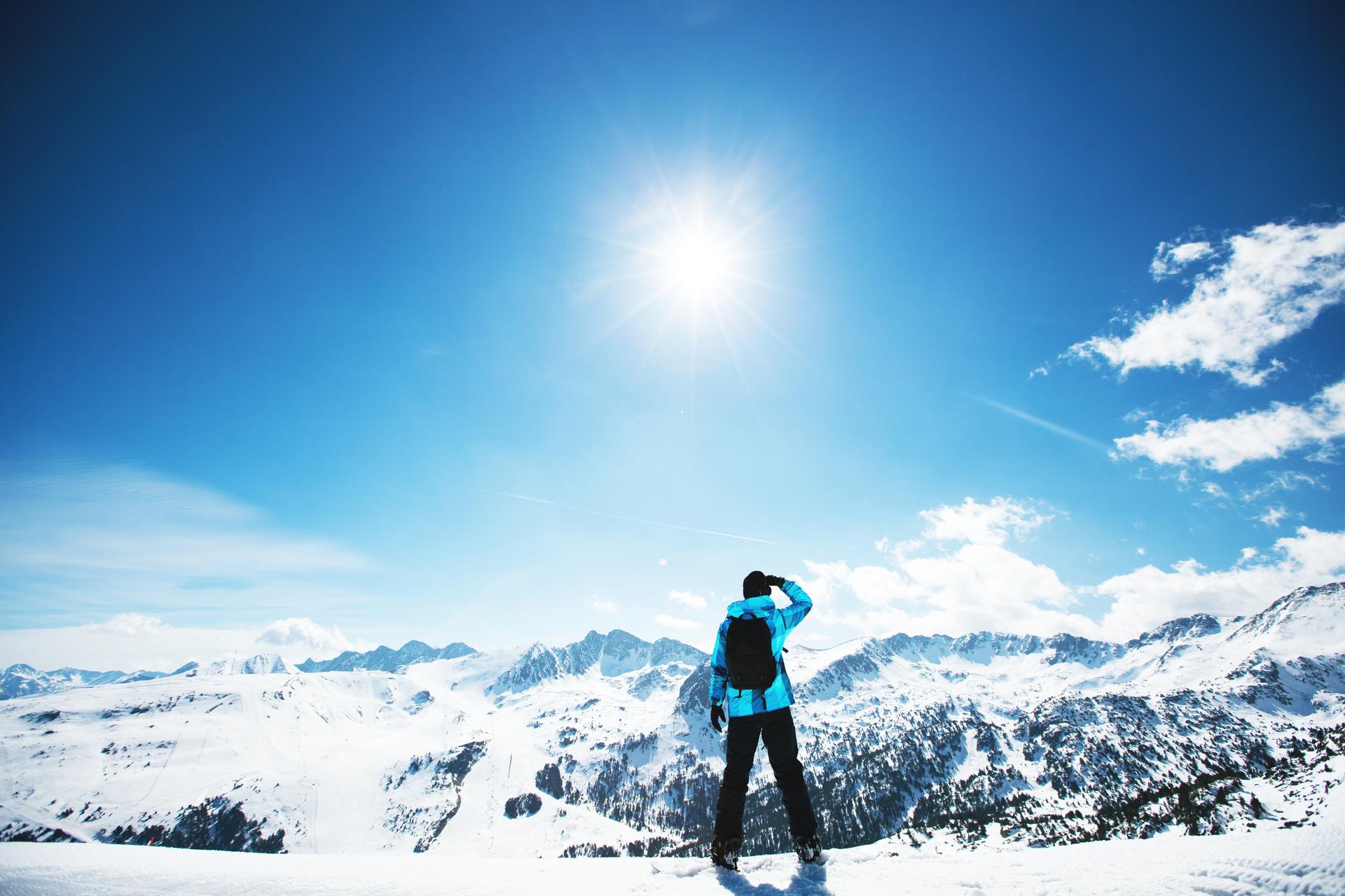 Skier check the view on an Andorra ski holiday