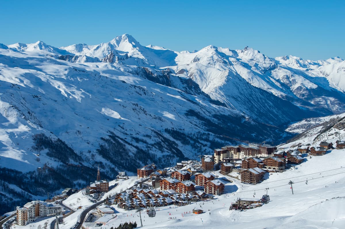 Landscape view of Les Menuires ski resort in france