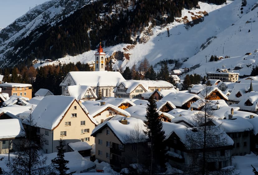 Snowy Swiss village under snow