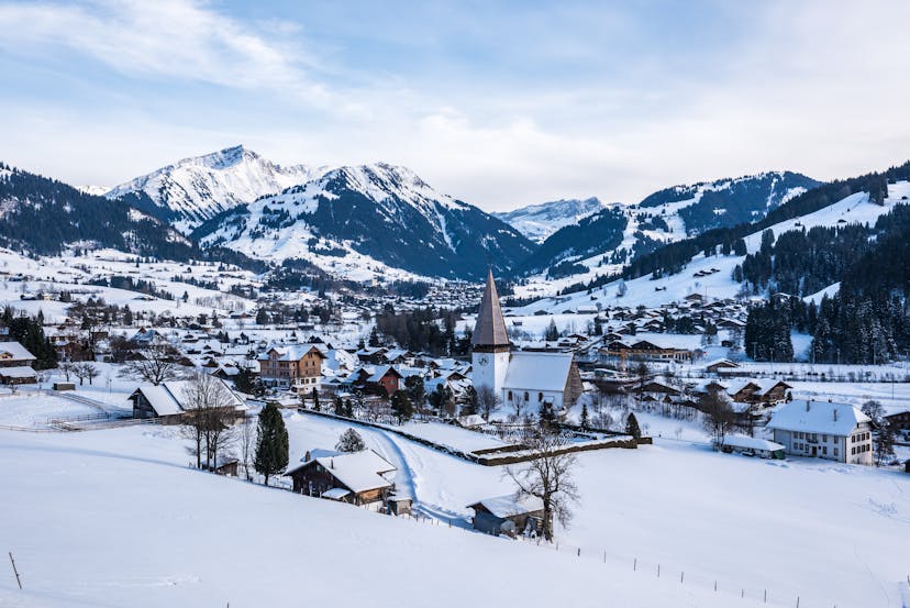 Snowy landscape of Gstaad