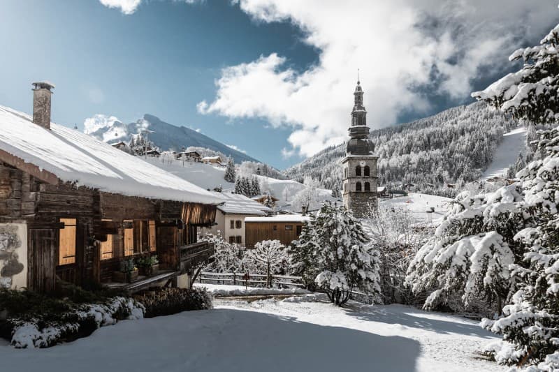 Traditional church at ski resort of La Clusaz in France