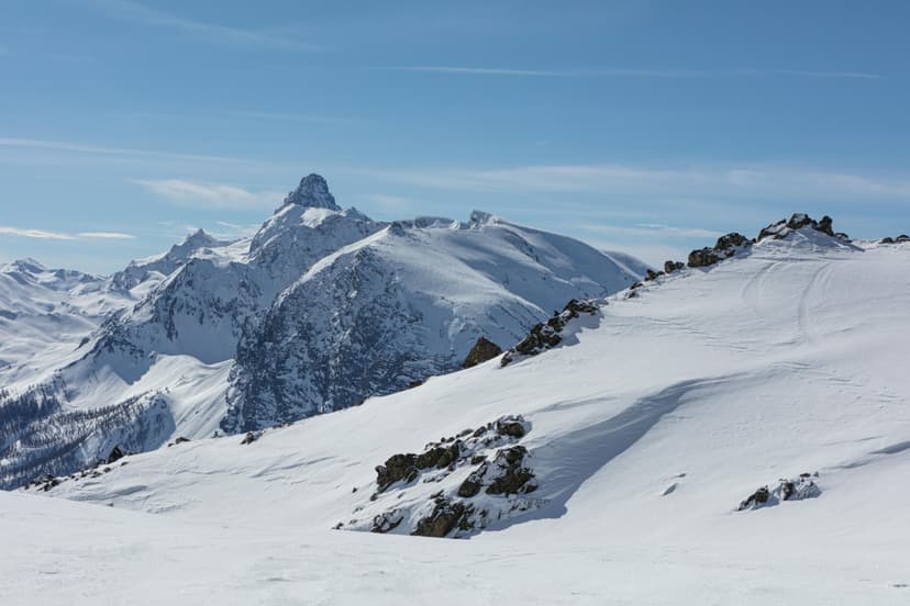 Snowy mountain landscape in Montgenevre France