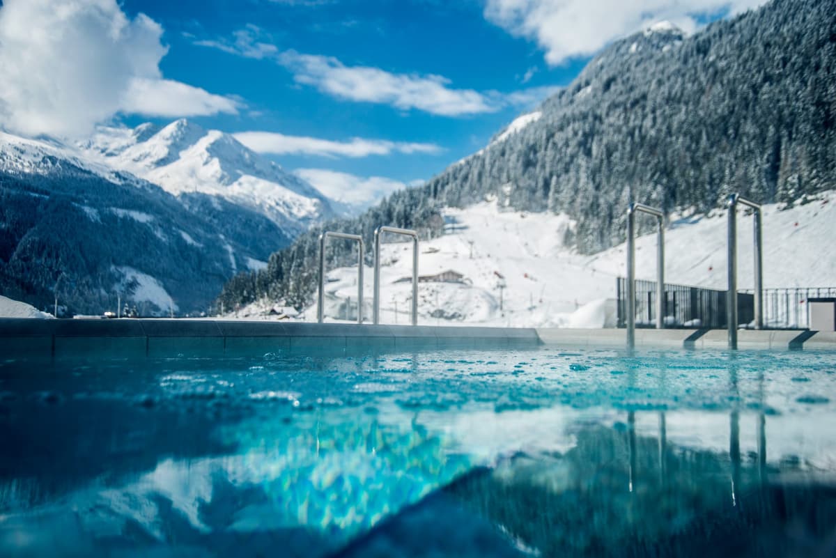 Empty thermal spa pool in Bad Gastein Ski resort