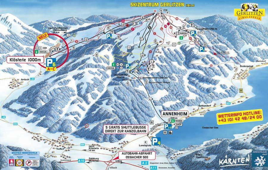 Gerlitzen Alpe ski map