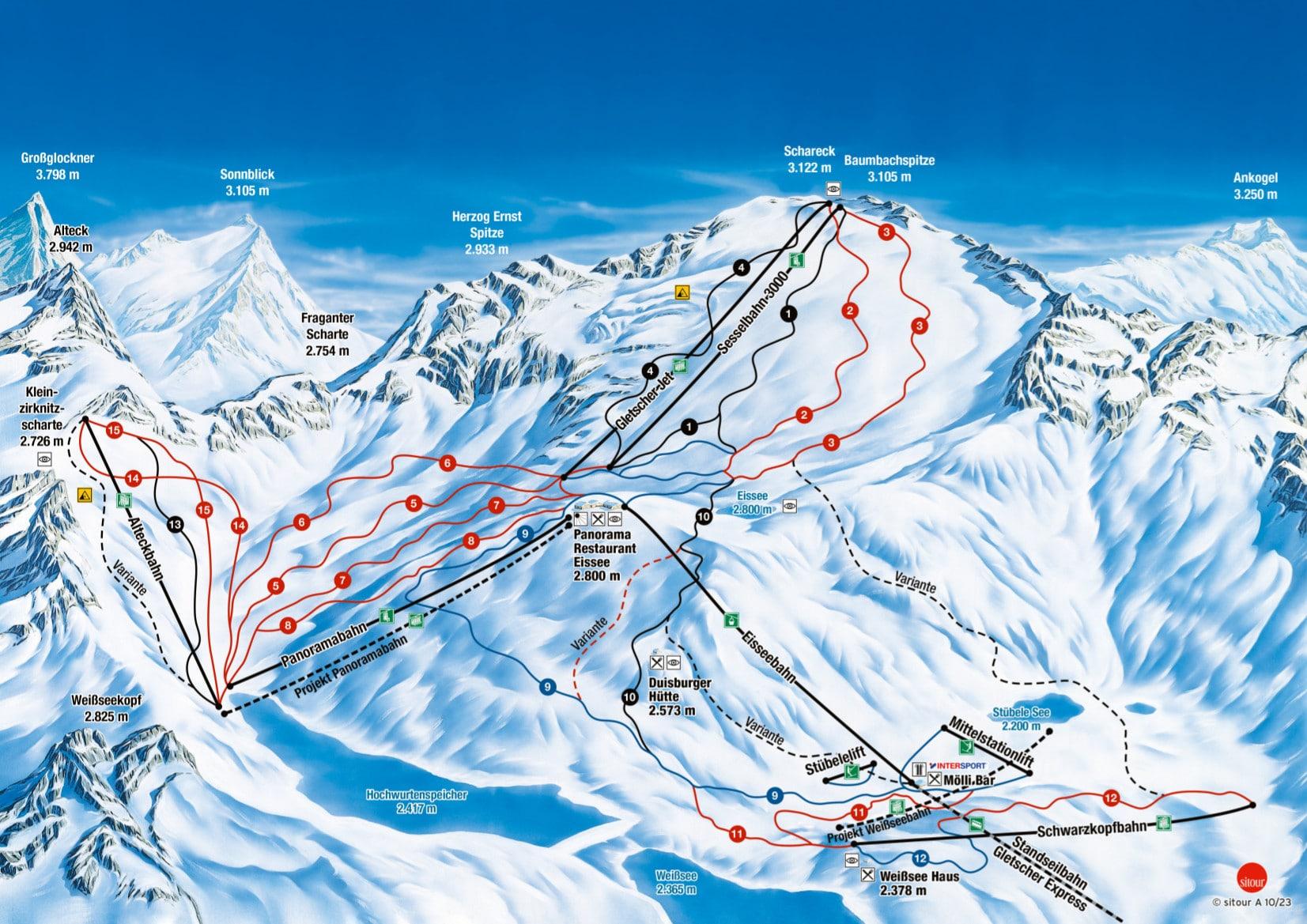 Mölltal glacier ski map