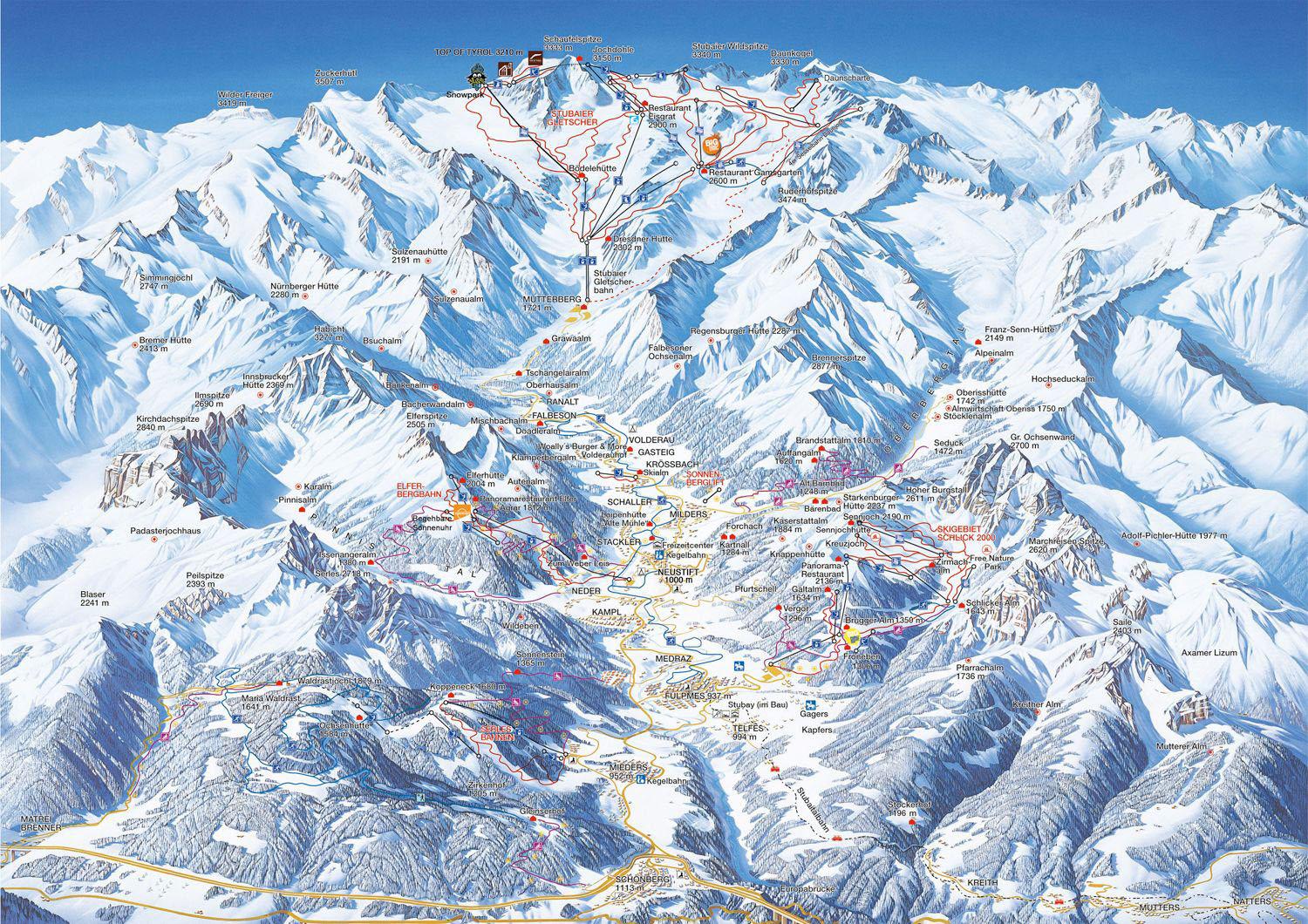 Stubaital ski map