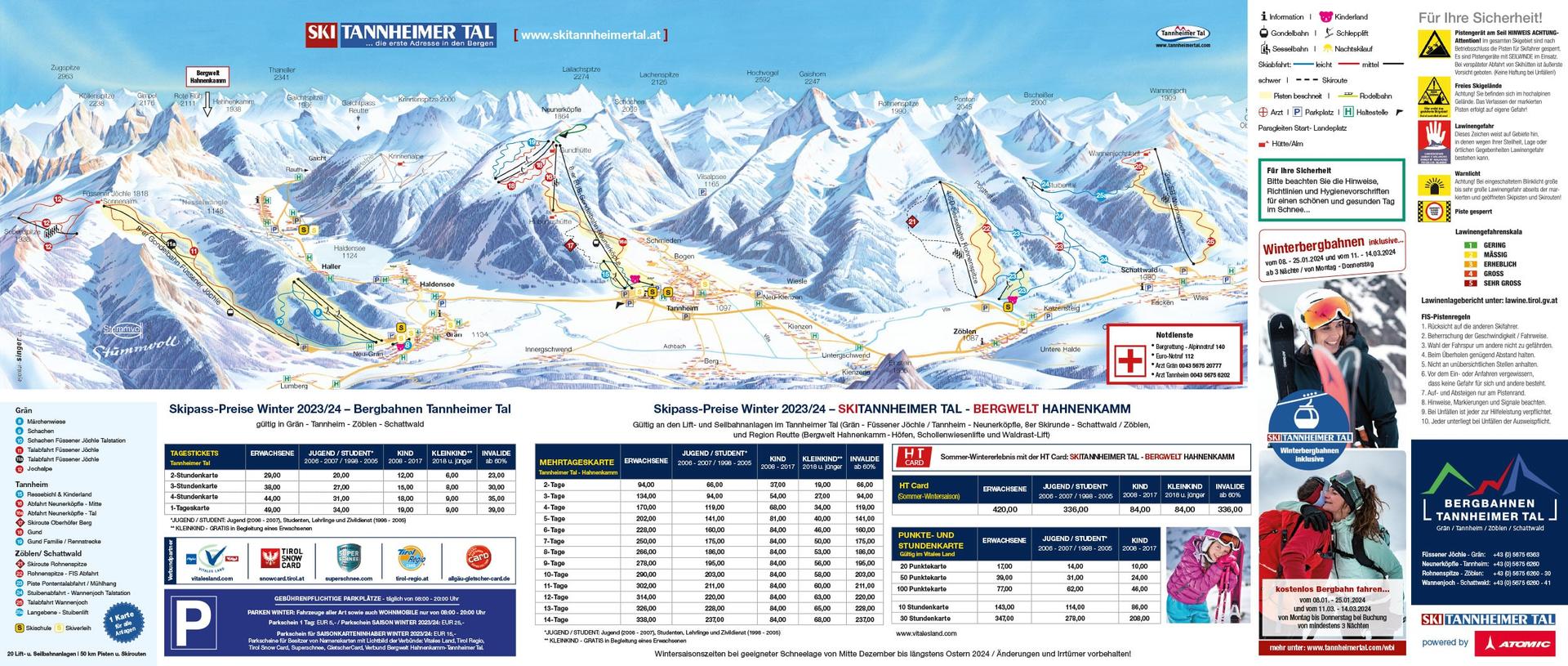 Tannheimer Tal ski map