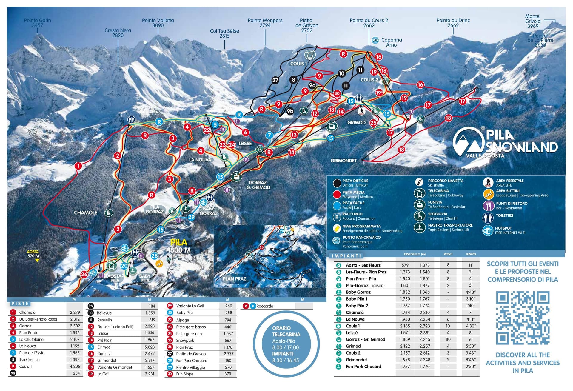 Aosta ski map