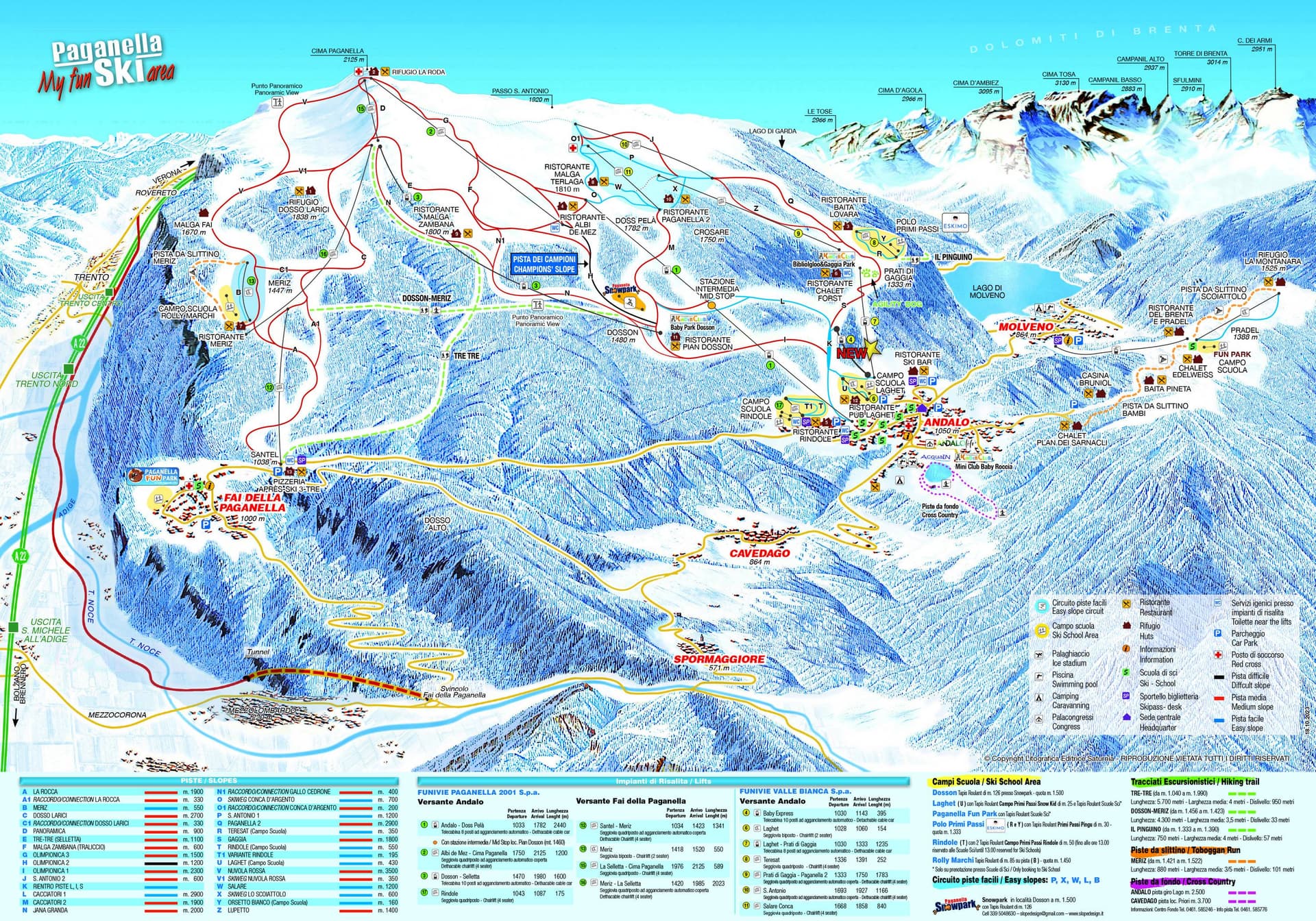 Andalo - Paganella ski map