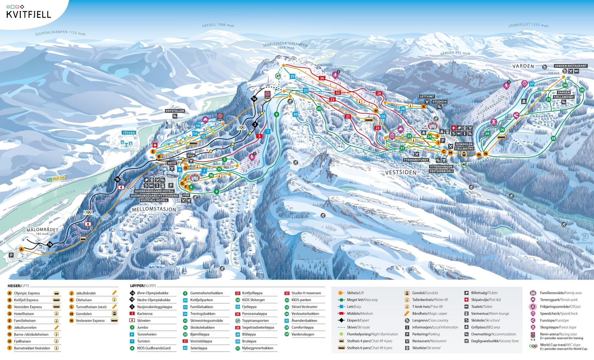 Kvitfjell ski map