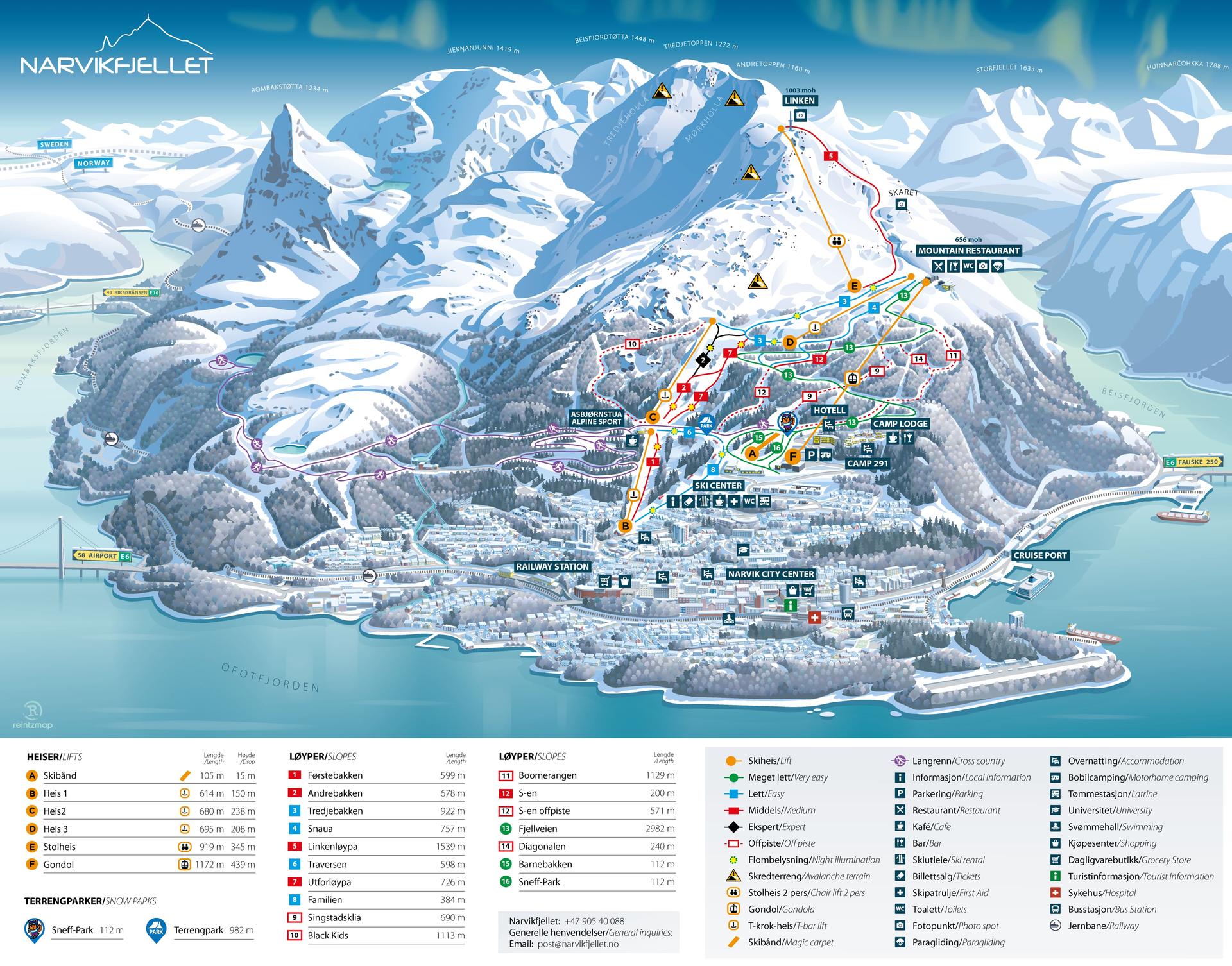 Narvik ski map